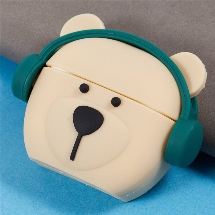 For Apple AirPods 3 Bluetooth Earphones Silicone Cover Headset Bear Protective Case with Carabiner