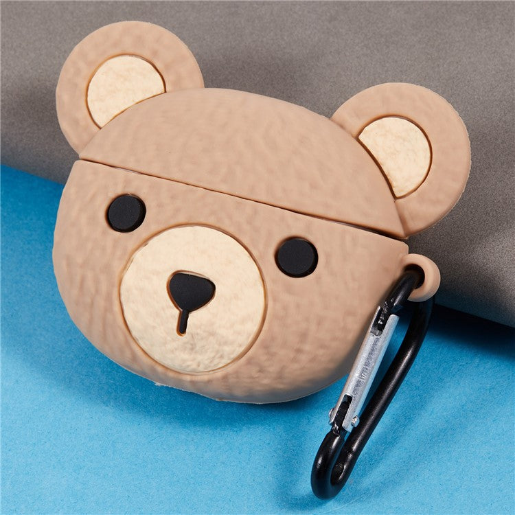 For Apple AirPods 3 Bluetooth Earphones Silicone Cover Cartoon Bear Protective Case with Carabiner