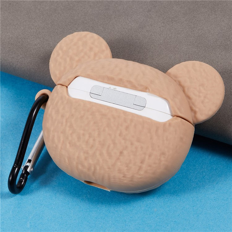 For Apple AirPods 3 Bluetooth Earphones Silicone Cover Cartoon Bear Protective Case with Carabiner