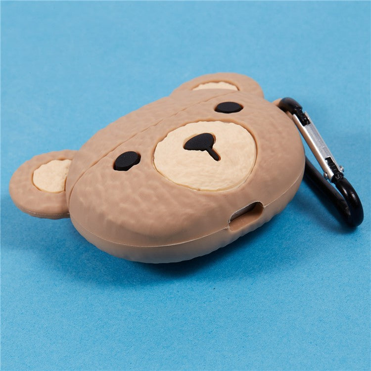 For Apple AirPods 3 Bluetooth Earphones Silicone Cover Cartoon Bear Protective Case with Carabiner