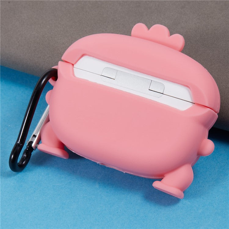 For Apple AirPods Pro Bluetooth Earphones Silicone Cover Dinosaur and Heart Protective Case - Pink