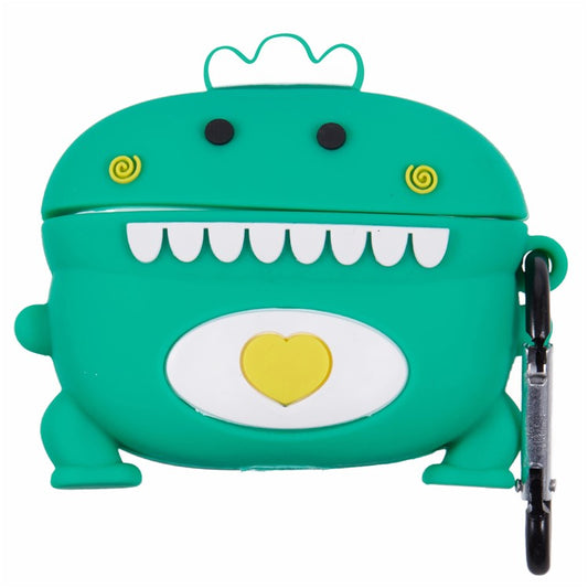 For Apple AirPods Pro Bluetooth Earphones Silicone Cover Dinosaur and Heart Protective Case - Green