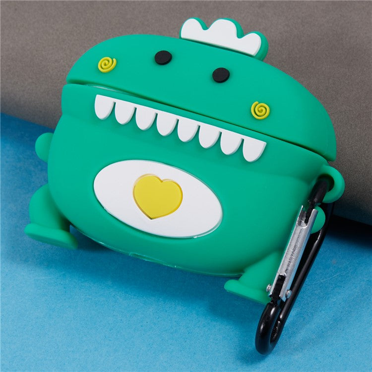 For Apple AirPods Pro Bluetooth Earphones Silicone Cover Dinosaur and Heart Protective Case - Green
