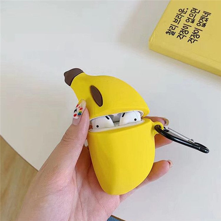 For Apple AirPods Pro Case Cute Banana Bluetooth Earphone Silicone Cover with Carabiner