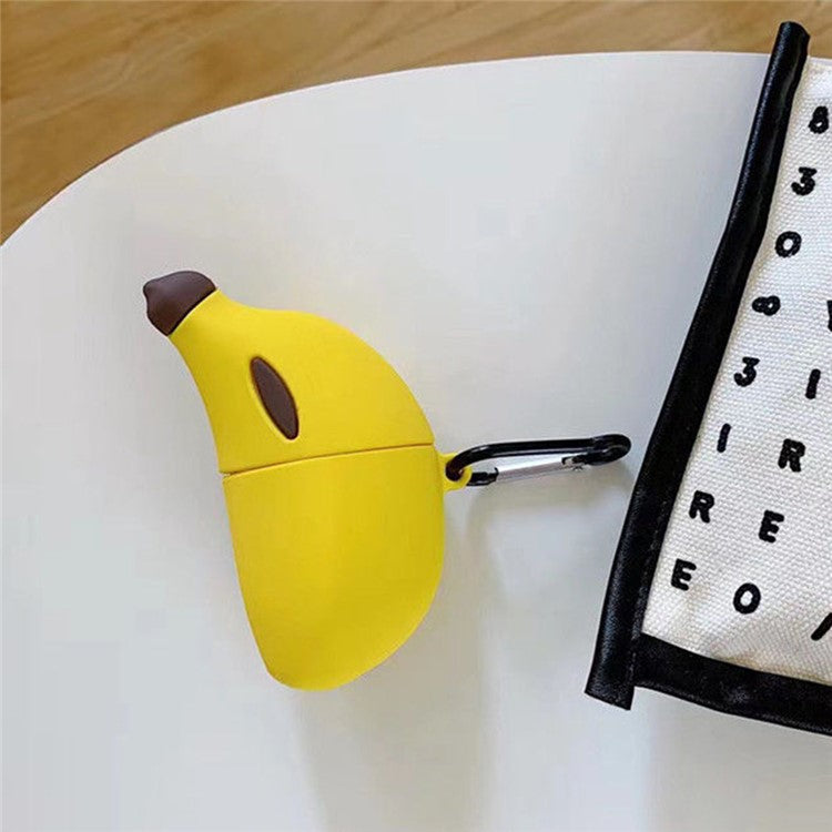 For Apple AirPods Pro Case Cute Banana Bluetooth Earphone Silicone Cover with Carabiner