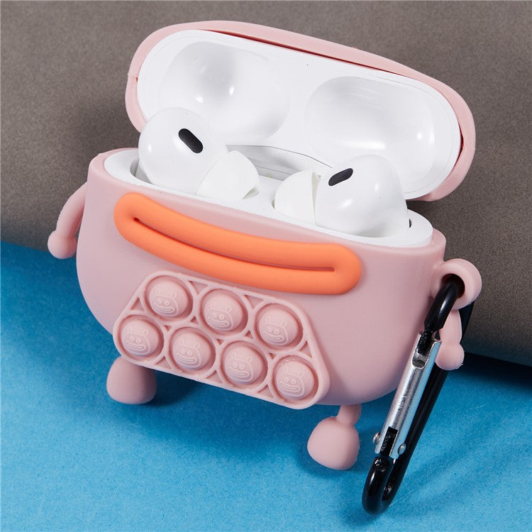 For Apple AirPods Pro Silicone Cover Bubble Fidget Stress Relief Frog Protective Case - Pink