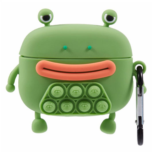 For Apple AirPods Pro Silicone Cover Bubble Fidget Stress Relief Frog Protective Case - Green
