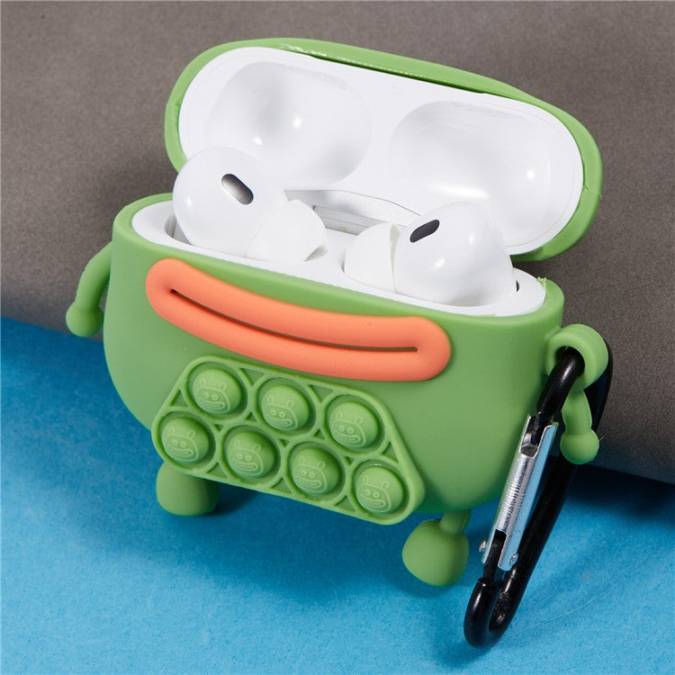For Apple AirPods Pro Silicone Cover Bubble Fidget Stress Relief Frog Protective Case - Green