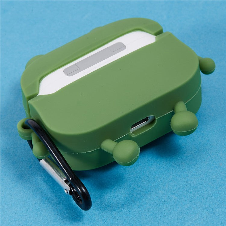 For Apple AirPods Pro Bluetooth Earphones Silicone Cover Sausage Mouth Frog Protective Case - Green