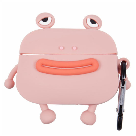 For Apple AirPods Pro Bluetooth Earphones Silicone Cover Sausage Mouth Frog Protective Case - Pink