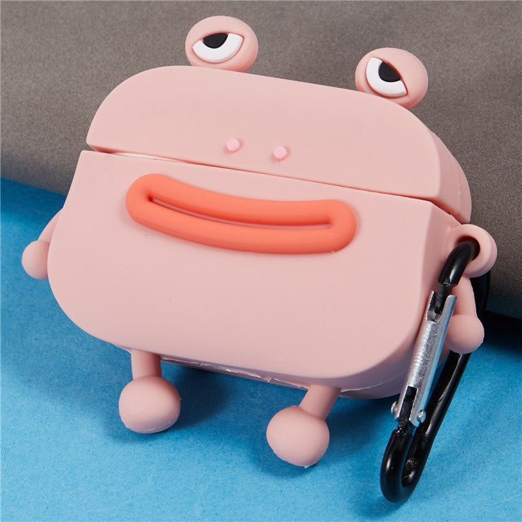 For Apple AirPods Pro Bluetooth Earphones Silicone Cover Sausage Mouth Frog Protective Case - Pink