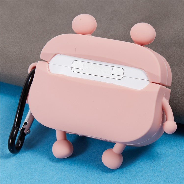 For Apple AirPods Pro Bluetooth Earphones Silicone Cover Sausage Mouth Frog Protective Case - Pink