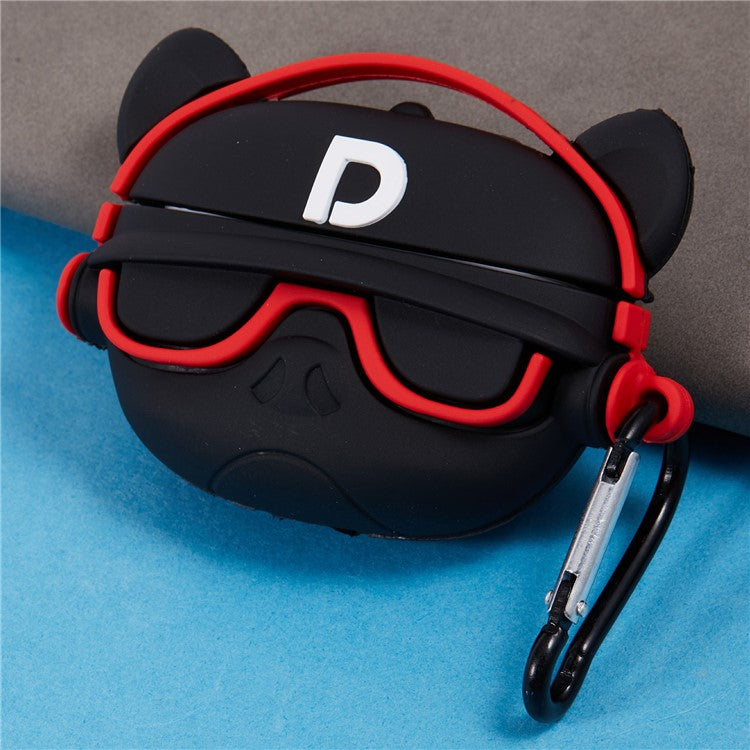For Apple AirPods Pro Bluetooth Earphones Silicone Cover Headset Dog Protective Case with Carabiner