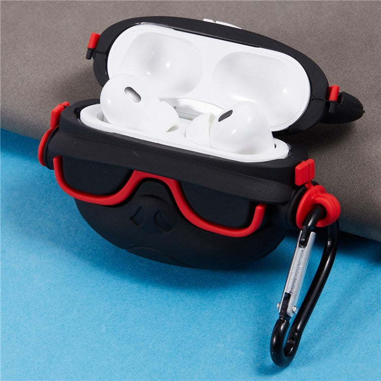 For Apple AirPods Pro Bluetooth Earphones Silicone Cover Headset Dog Protective Case with Carabiner
