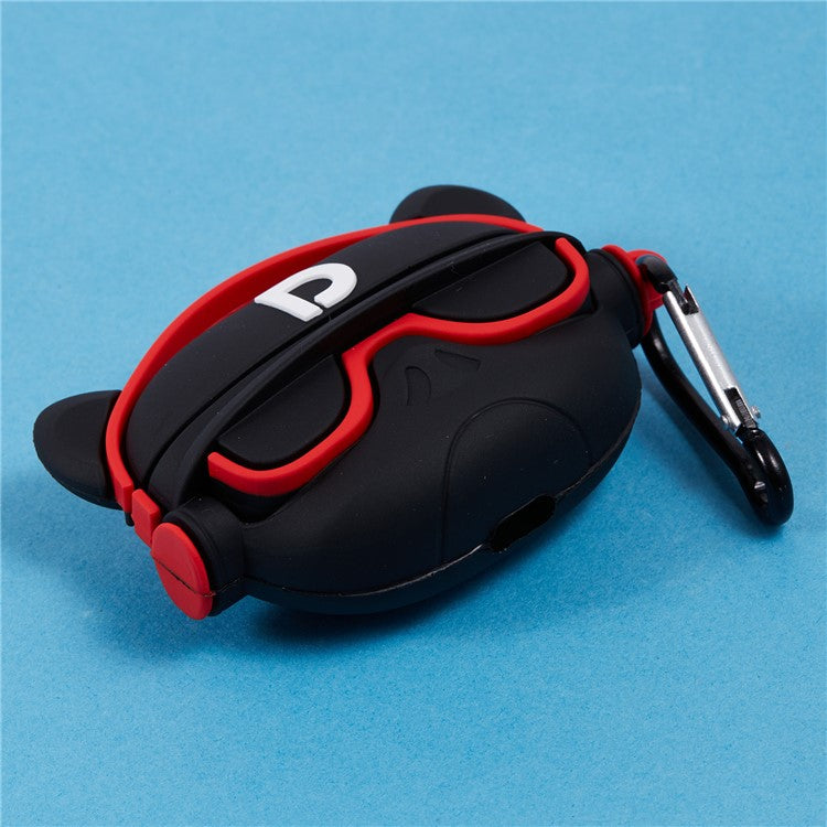 For Apple AirPods Pro Bluetooth Earphones Silicone Cover Headset Dog Protective Case with Carabiner
