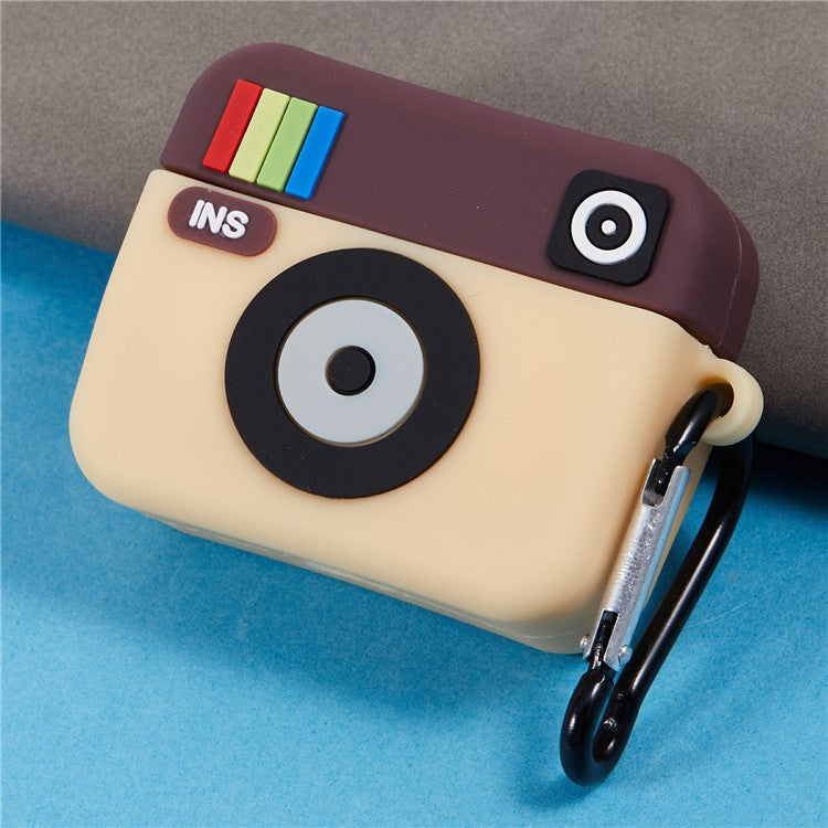 For Apple AirPods Pro Bluetooth Earphones Silicone Cover Instant Camera Protective Case with Carabiner