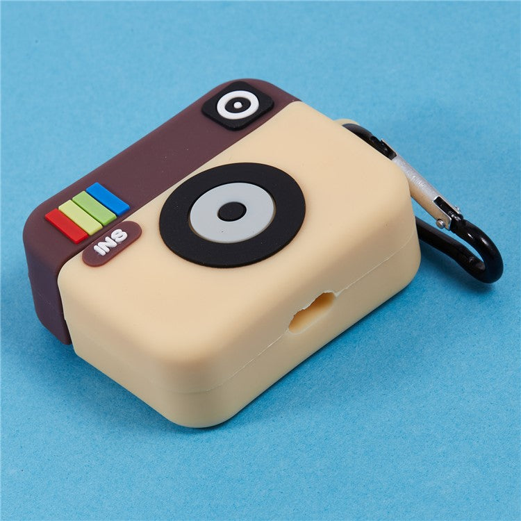 For Apple AirPods Pro Bluetooth Earphones Silicone Cover Instant Camera Protective Case with Carabiner