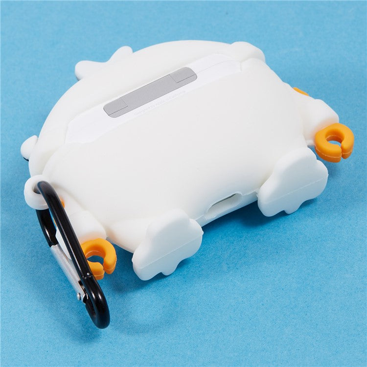 For Apple AirPods Pro Bluetooth Earphones Silicone Cover Space Duck Protective Case with Carabiner