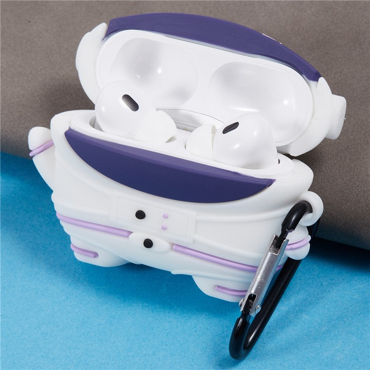 For Apple AirPods Pro Bluetooth Earphones Silicone Cover Astronaut Protective Case with Carabiner