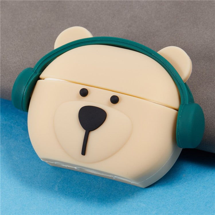 For Apple AirPods Pro Bluetooth Earphones Silicone Cover Headset Bear Protective Case with Carabiner
