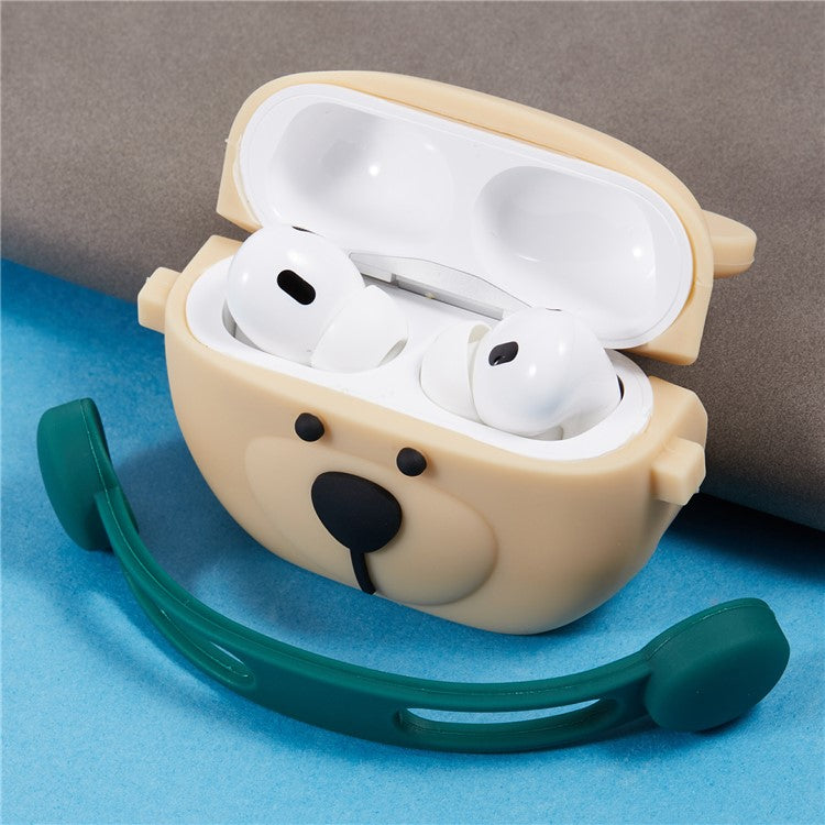 For Apple AirPods Pro Bluetooth Earphones Silicone Cover Headset Bear Protective Case with Carabiner