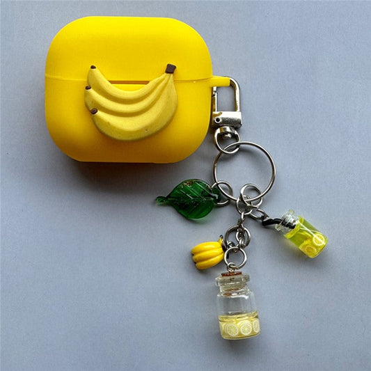 For Samsung Galaxy Buds3 Pro / Buds3 Bluetooth Earphones Cartoon Fruit Silicone Case with Pendant - Banana