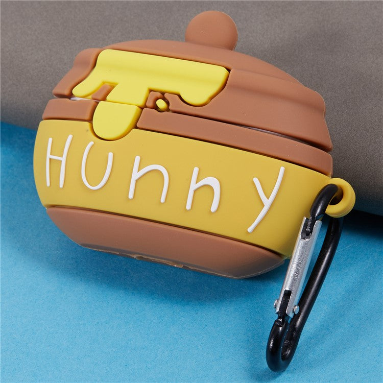 For Apple AirPods Pro Bluetooth Earphones Silicone Cover Honey Pot Protective Case with Carabiner