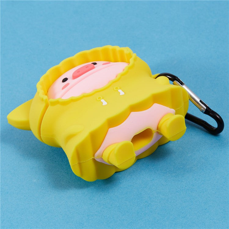 For Apple AirPods Pro Bluetooth Earphones Silicone Cover Raincoat Pig Protective Case with Carabiner