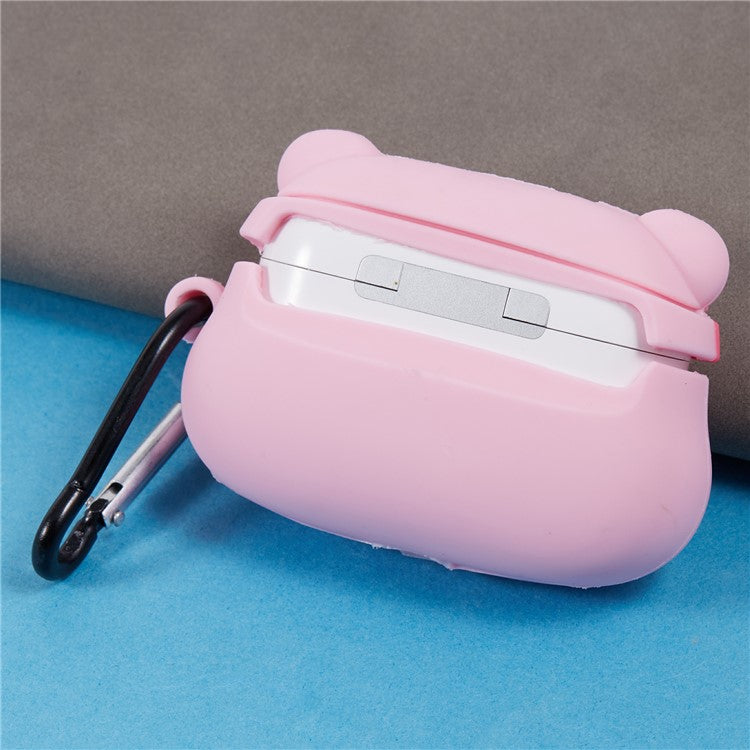 For Apple AirPods Pro Bluetooth Earphones Silicone Cover Pig Head Protective Case with Carabiner