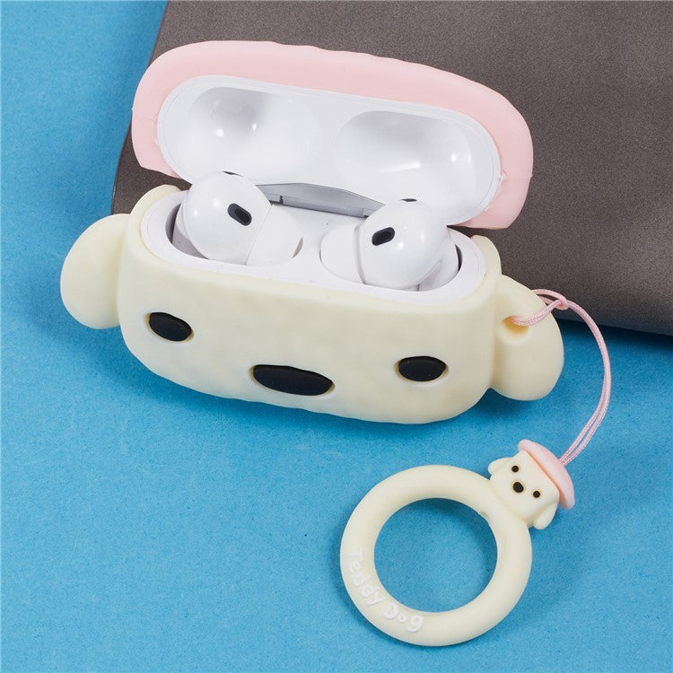 For Apple AirPods Pro Bluetooth Earphones Silicone Cover Teddy Protective Case - Beige