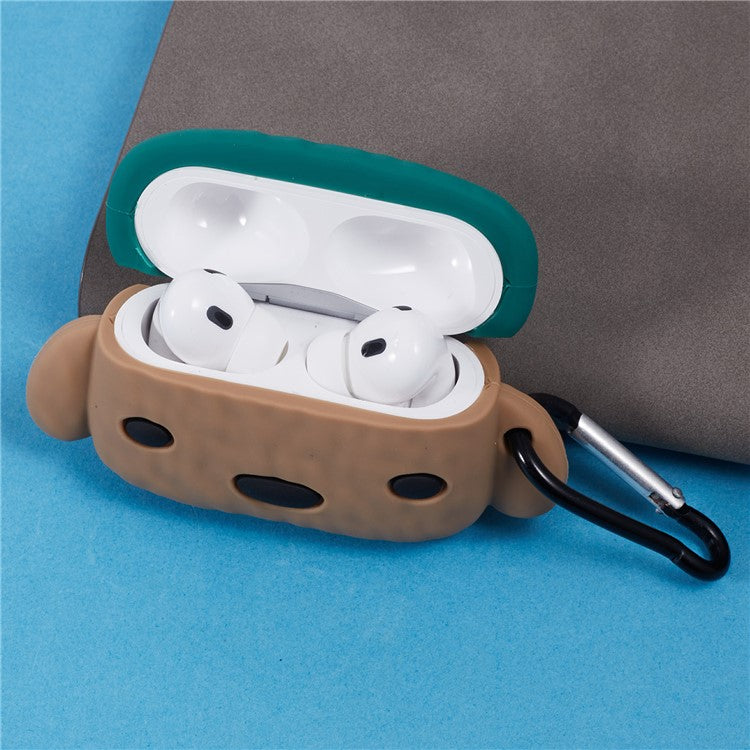 For Apple AirPods Pro Bluetooth Earphones Silicone Cover Teddy Protective Case - Brown