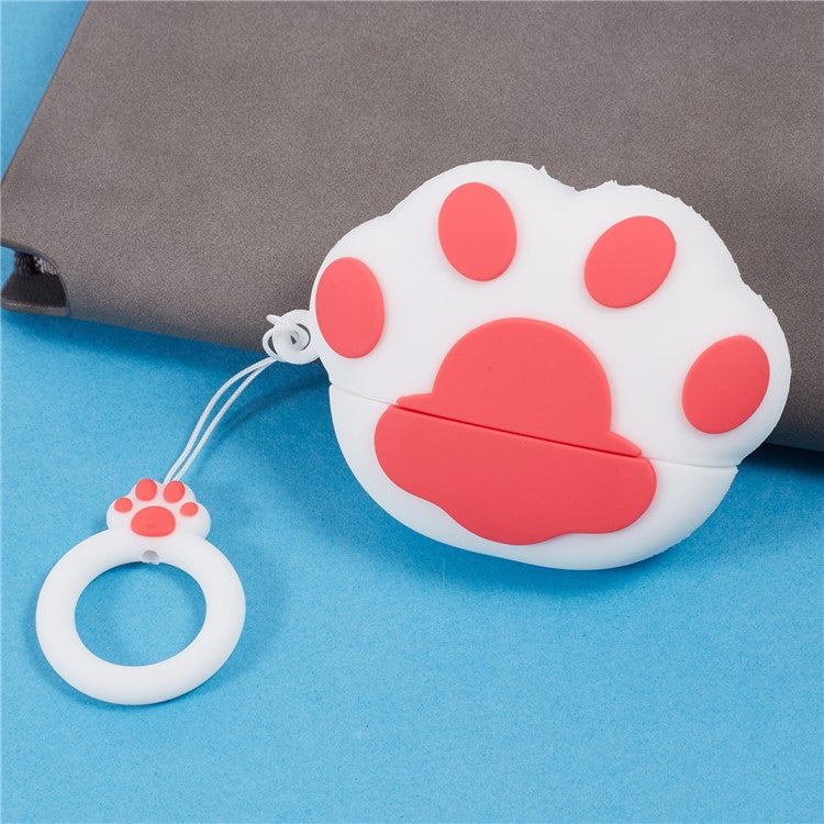 For Apple AirPods Pro Bluetooth Earphones Silicone Cover Cat Claws Protective Case - White