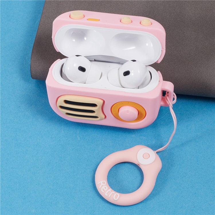 For Apple AirPods Pro Bluetooth Earphones Silicone Cover Speaker Shape Protective Case - Pink