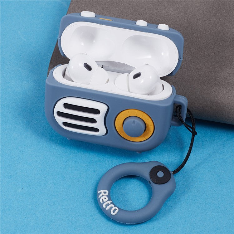For Apple AirPods Pro Bluetooth Earphones Silicone Cover Speaker Shape Protective Case - Blue