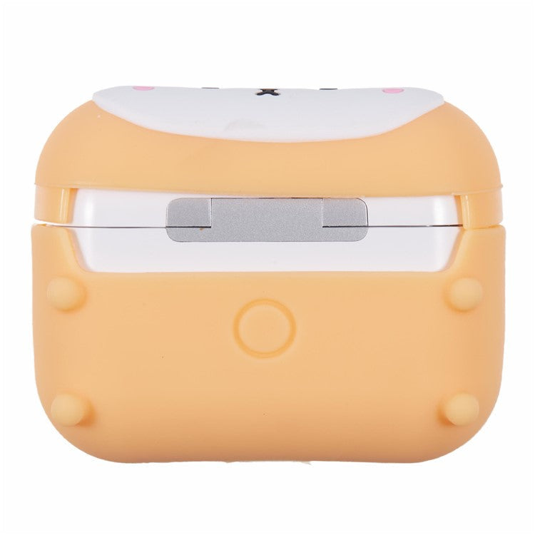 For Apple AirPods Pro Silicone Case Shiba Inu Design Bluetooth Earphone Cover with Carabiner