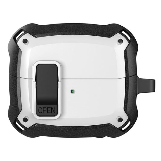 For Samsung Galaxy Buds3 / Buds3 Pro Bluetooth Earphone Cover TPU+PC Anti-Drop Case with Buckle - White