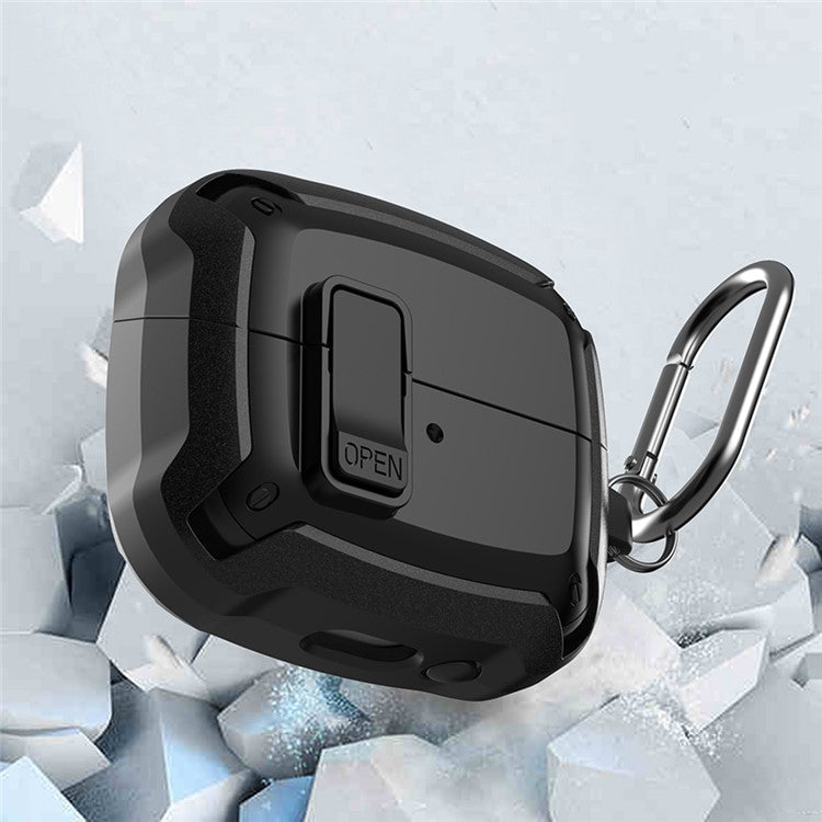 For Samsung Galaxy Buds3 / Buds3 Pro Bluetooth Earphone Cover TPU+PC Anti-Drop Case with Buckle - White