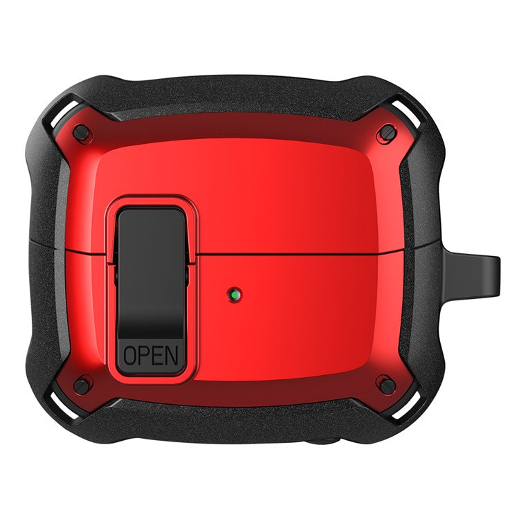 For Samsung Galaxy Buds3 / Buds3 Pro Bluetooth Earphone Cover TPU+PC Anti-Drop Case with Buckle - Red