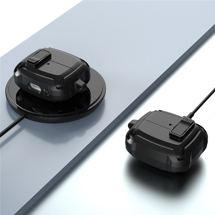 For Samsung Galaxy Buds3 / Buds3 Pro Bluetooth Earphone Cover TPU+PC Anti-Drop Case with Buckle - Blue