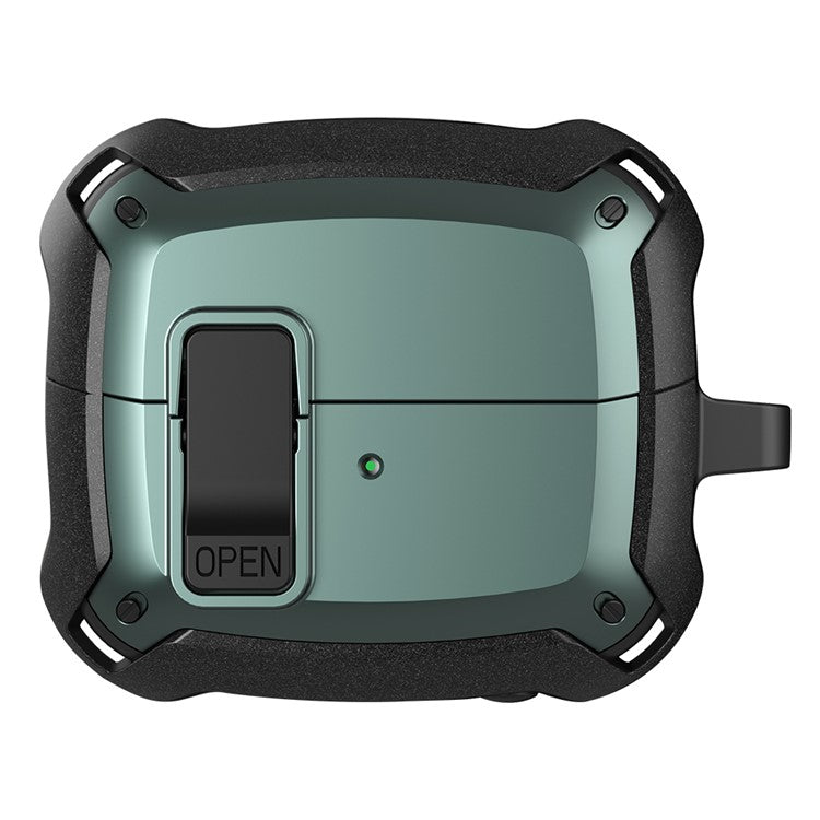 For Samsung Galaxy Buds3 / Buds3 Pro Bluetooth Earphone Cover TPU+PC Anti-Drop Case with Buckle - Green