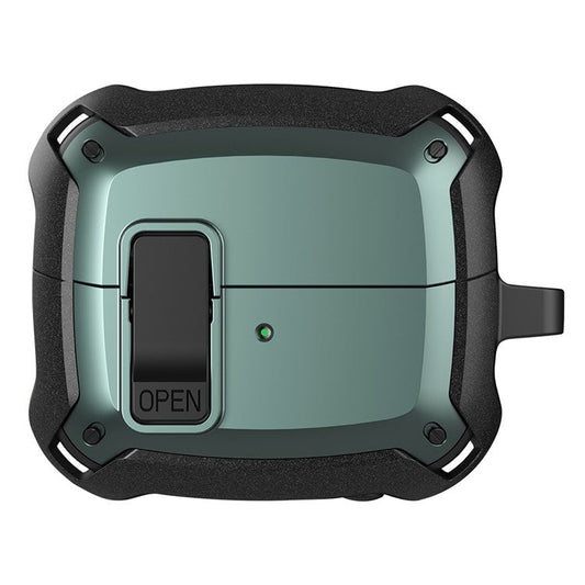 For Samsung Galaxy Buds3 / Buds3 Pro Bluetooth Earphone Cover TPU+PC Anti-Drop Case with Buckle - Green