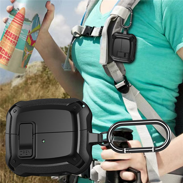 For Samsung Galaxy Buds3 / Buds3 Pro Bluetooth Earphone Cover TPU+PC Anti-Drop Case with Buckle - Green