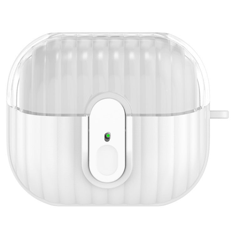 For Samsung Galaxy Buds3 Case Anti-Scratch Bluetooth Earbuds Protective Cover with Lock - Clear / White