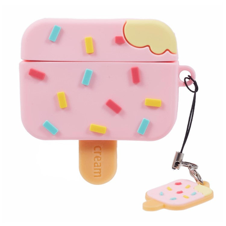 For Apple AirPods Pro Silicone Case Ice Cream Design Bluetooth Earphone Cover - Pink