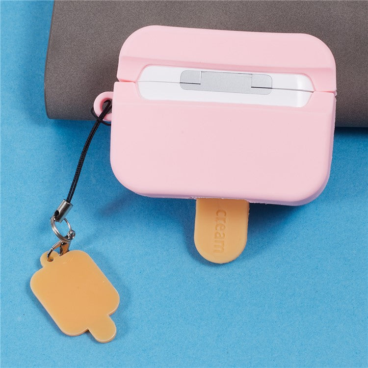 For Apple AirPods Pro Silicone Case Ice Cream Design Bluetooth Earphone Cover - Pink