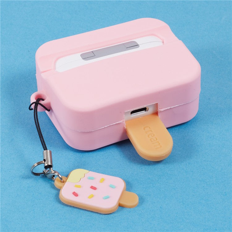 For Apple AirPods Pro Silicone Case Ice Cream Design Bluetooth Earphone Cover - Pink