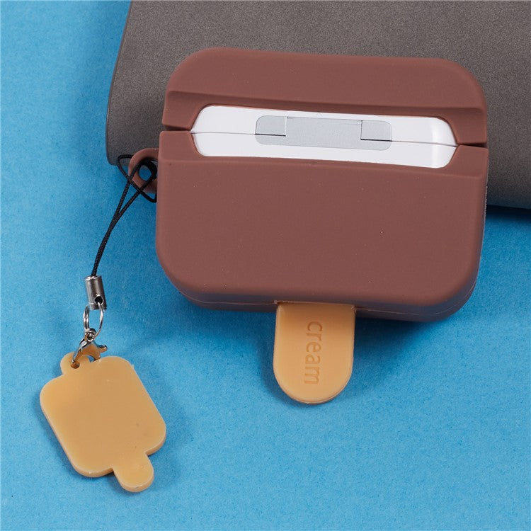 For Apple AirPods Pro Silicone Case Ice Cream Design Bluetooth Earphone Cover - Coffee