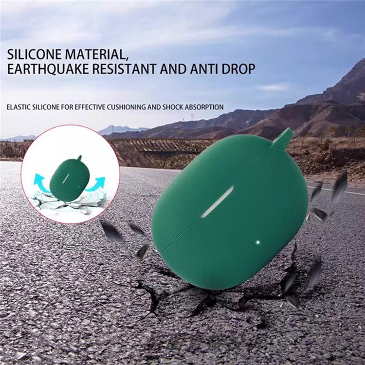 For Honor LCHSE X7i Case Bluetooth Earphone Silicone Cover with Anti-Lost Buckle - Matcha Green