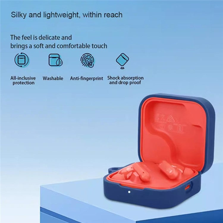 For Nothing CMF Buds Pro 2 Case Bluetooth Earphone Silicone Cover with Anti-Lost Buckle - White