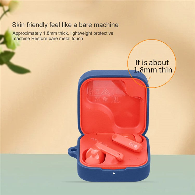 For Nothing CMF Buds Pro 2 Case Bluetooth Earphone Silicone Cover with Anti-Lost Buckle - Orange